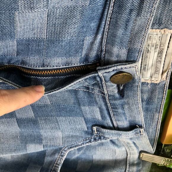 Current Elliott Jeans Checkered Faux Patchwork Denim Fling Boyfriend Loose 29 - Picture 4 of 8